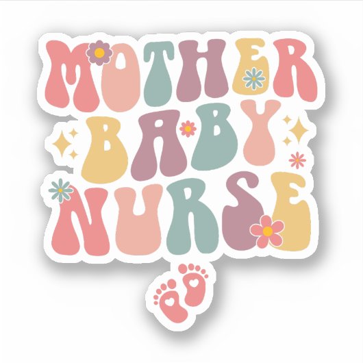 Groovy Mother Baby Nurse, Postpartum Nurse Aufkleber (Vorderseite)