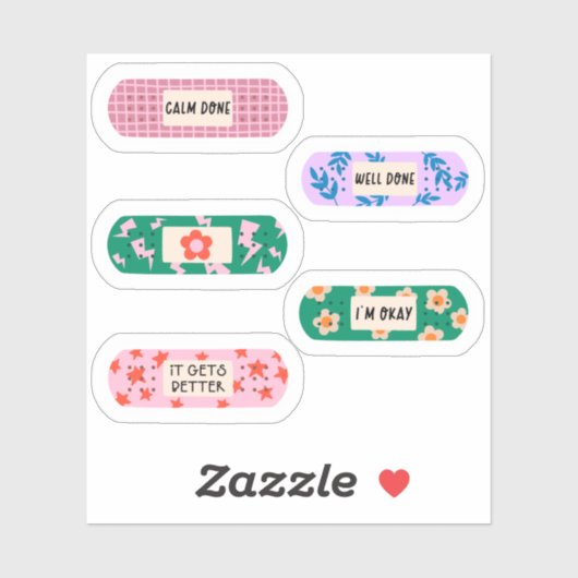 Groovy Motivierend Pflaster - Retro Healing Vibes Aufkleber (Blatt)