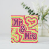Groovy Mr. & Mrs. Invitation/Ankündigung Einladung (Stehend Vorderseite)