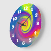 Groovy Multicolored Rainbow Abstrakt Spiral Swirl Große Wanduhr (Winkel)