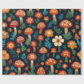 Groovy Mushroom & Blume Muster Geschenkpapier (Flach)