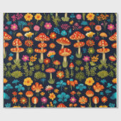 Groovy Mushroom & Blume Muster Geschenkpapier (Flach)