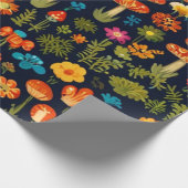 Groovy Mushroom & Blume Muster Geschenkpapier (Ecke)