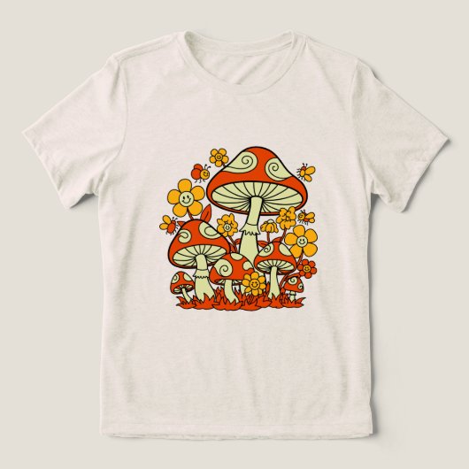 Groovy Mushroom Garden Delight Tri-Blend Shirt (Design Vorderseite)