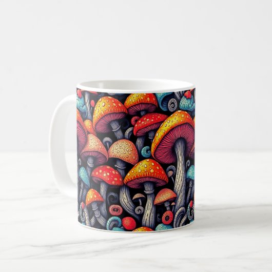 Groovy Mushroom Magic Retro Tasse (Vorderseite Links)