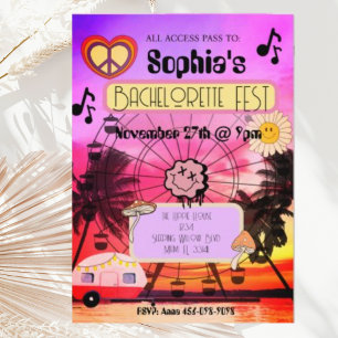 Groovy Music Festival Junggesellinnen-Abschiedsein Einladung
