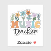 Groovy Music Teacher mit Blume Musiker Aufkleber (Blatt)