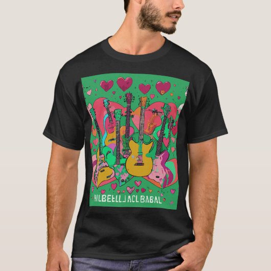 Groovy Musicians with Heart Shaped Guitars: 70er P T-Shirt (Vorderseite)