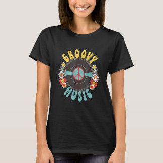 Groovy Musik Friedenszeichen Retro Musiklehrer T-Shirt