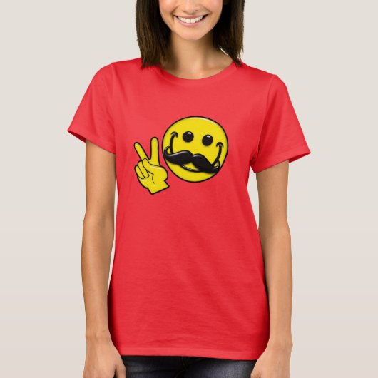 Groovy Mustache Peace T-Shirt (Vorderseite)