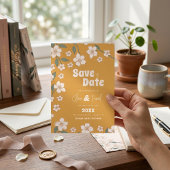 Groovy Mustard Floral Save the Date