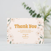 Groovy Mustard Floral Wedding Dankeskarte (Stehend Vorderseite)