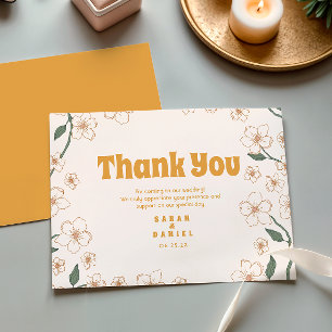 Groovy Mustard Floral Wedding Dankeskarte