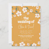 Groovy Mustard Floral Wedding Einladung (Vorderseite)