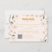 Groovy Mustard Floral Wedding RSVP Karte (Rückseite)