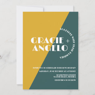 Groovy Mustard Green Two Tones Einladung zur Hochz