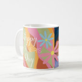 Groovy-Muttertags-Blumenrahmen-Foto Kaffeetasse (Vorderseite Links)