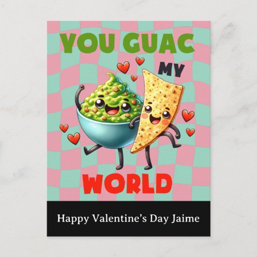 Groovy Nacho Cheese Guac Valentines Day Postcard Postkarte (Vorderseite)