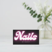 Groovy Nails Neon Pink Visitenkarte (Stehend Vorderseite)