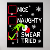 Groovy Naughty I Swear I Tried Christmas Xmas Men  Poster (Vorne)