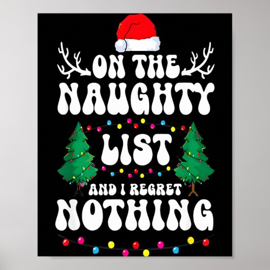 Groovy Naughty List Christmas Xmas Santa Mens Wome Poster (Vorne)