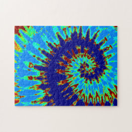 Groovy Navy Blue und Light Blue Gefärbte Krawatte Puzzle