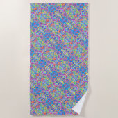 Groovy Neon Blue, Lime, Purple & Orange Swirl Strandtuch (Vorderseite)