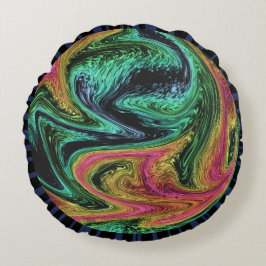 Groovy Neon Marble Rundes Kissen