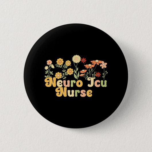 Groovy Neuro ICU Nurse Blume Neuro ICU Nursing Button (Vorderseite)