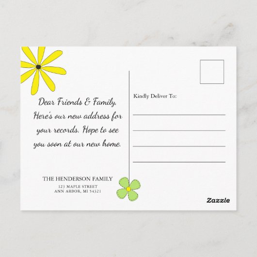 Groovy New Digs Address Moving Ankündigung Postkarte (Rückseite)