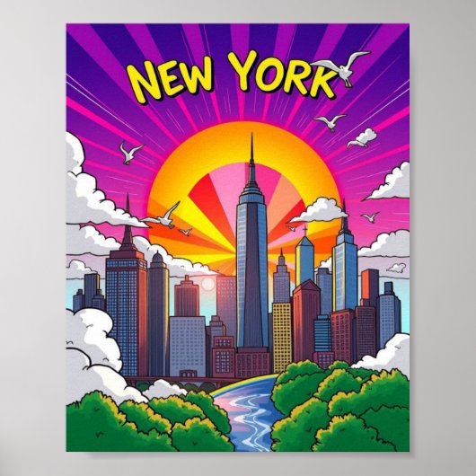 Groovy New York City (Pop art) Poster (Vorne)