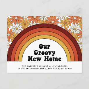 Groovy New Zuhause Rainbow Retro Neue Adresse Ankündigungspostkarte