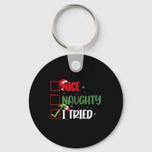 Groovy Nice Naughty I Tried Christmas 2024 Santa C Schlüsselanhänger