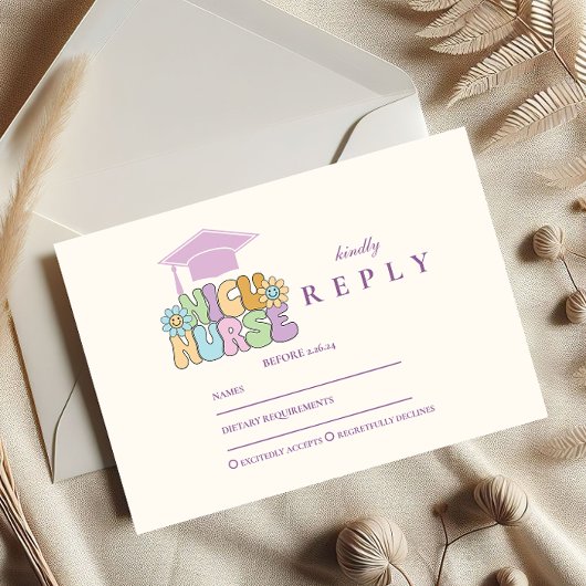 Groovy NICU Nurse Graduation Party RSVP Karte