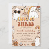 Groovy Niedlich Ghost Halloween 3. Geburtstag Part Einladung (Vorderseite)