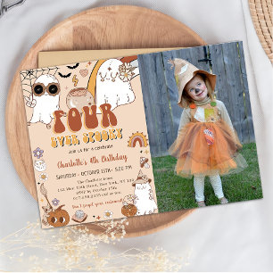Groovy Niedlich Ghost Halloween 4. Geburtstag Part Einladung