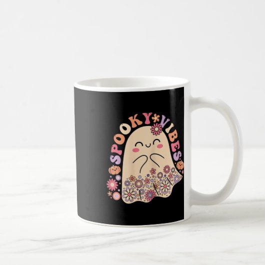 Groovy Niedlich Kawaii Ghost Floral Spooky Vibes H Kaffeetasse (Rechts)