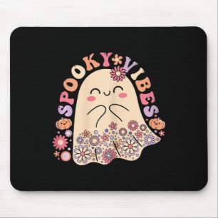 Groovy Niedlich Kawaii Ghost Floral Spooky Vibes H Mousepad