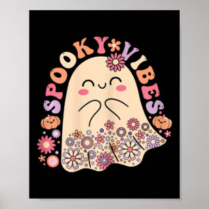 Groovy Niedlich Kawaii Ghost Floral Spooky Vibes H Poster