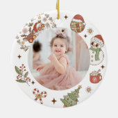 Groovy Niedlich Santa Birthday Party Keramik Keramik Ornament (Hinten)