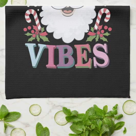 Groovy Niedlich Santa Claus Holly Jolly Vibes Xmas Geschirrtuch (Gefaltet)