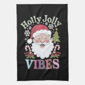 Groovy Niedlich Santa Claus Holly Jolly Vibes Xmas Geschirrtuch (Vertikal)