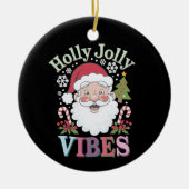 Groovy Niedlich Santa Claus Holly Jolly Vibes Xmas Keramik Ornament (Vorne)