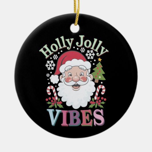 Groovy Niedlich Santa Claus Holly Jolly Vibes Xmas Keramik Ornament (Vorne)