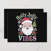 Groovy Niedlich Santa Claus Holly Jolly Vibes Xmas Postkarte (Vorne/Hinten)
