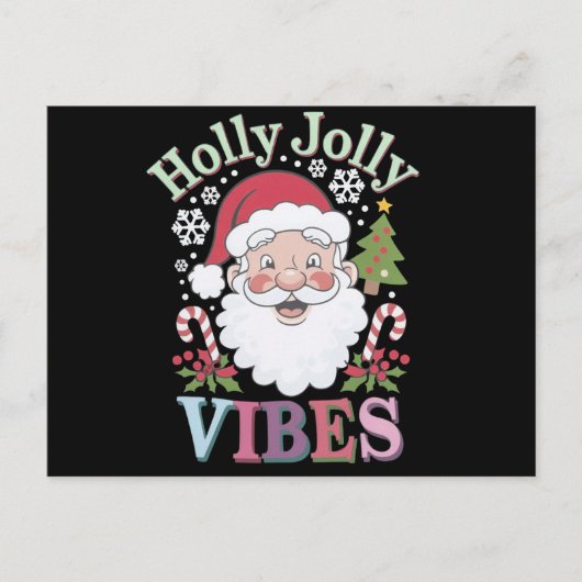Groovy Niedlich Santa Claus Holly Jolly Vibes Xmas Postkarte (Vorderseite)