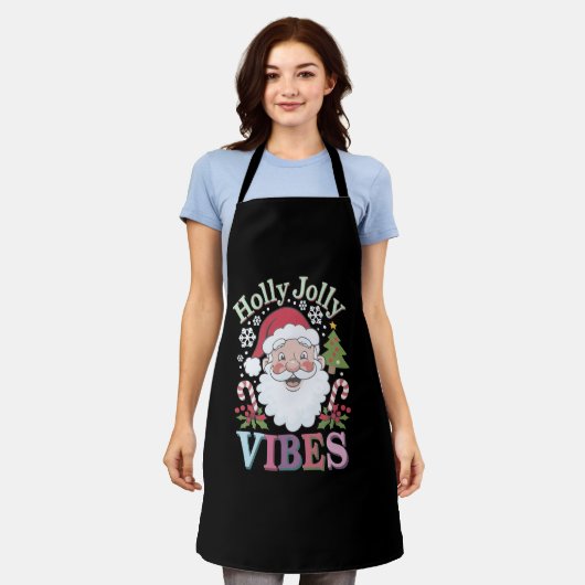 Groovy Niedlich Santa Claus Holly Jolly Vibes Xmas Schürze (Getragen)