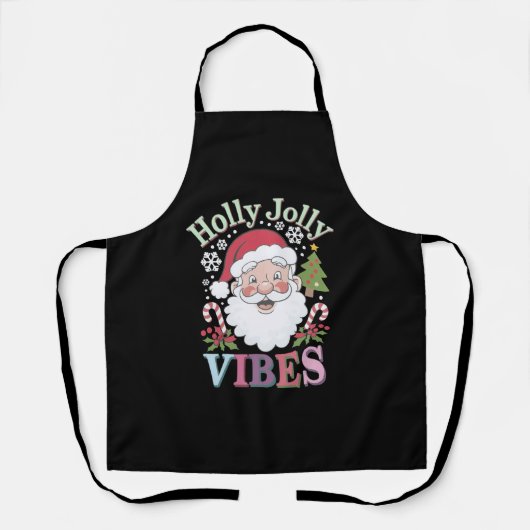 Groovy Niedlich Santa Claus Holly Jolly Vibes Xmas Schürze (Vorderseite)