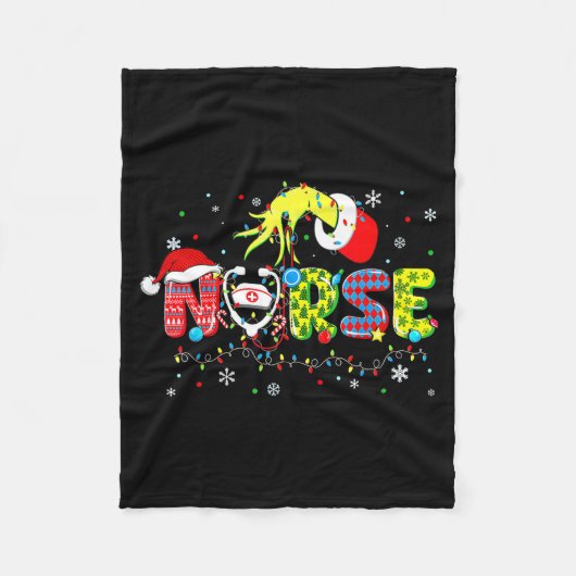 Groovy Nurse Christmas Xmas Santa Rn Cna Icu Scurb Fleecedecke (Vorderseite)