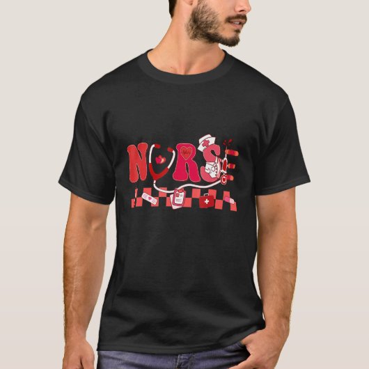 Groovy Nurse Valentine's Day Vibes Hippie Nurse Li T-Shirt (Vorderseite)
